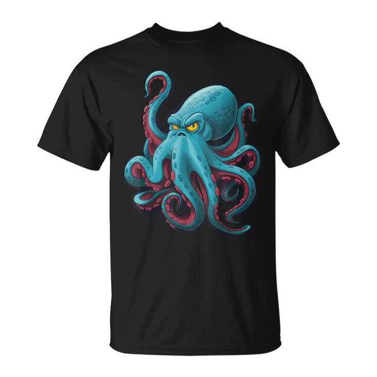 T-shirt Vintage Sea Dog Homme - Pieuvre Bleue 100% Coton - Taille L - Fait Aux USA