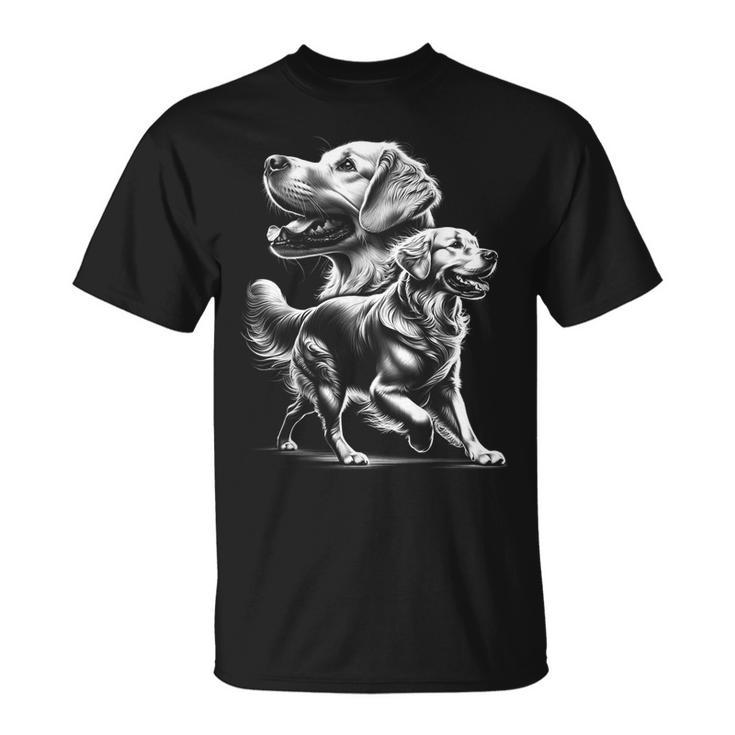 Playful Golden Retriever Dog In Photorealistic Style T-Shirt