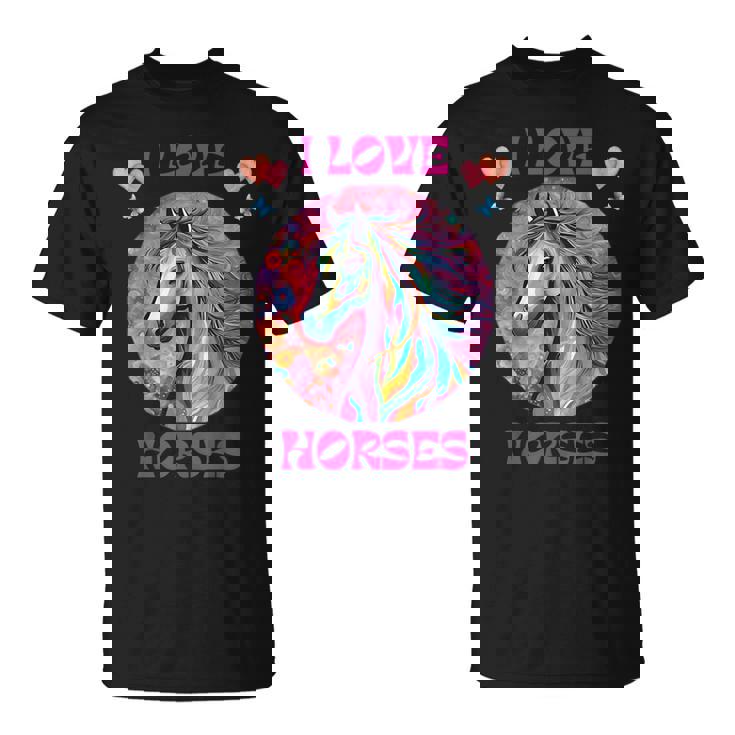 Presente De Caballo Colorido I Love Horses Camiseta unisex