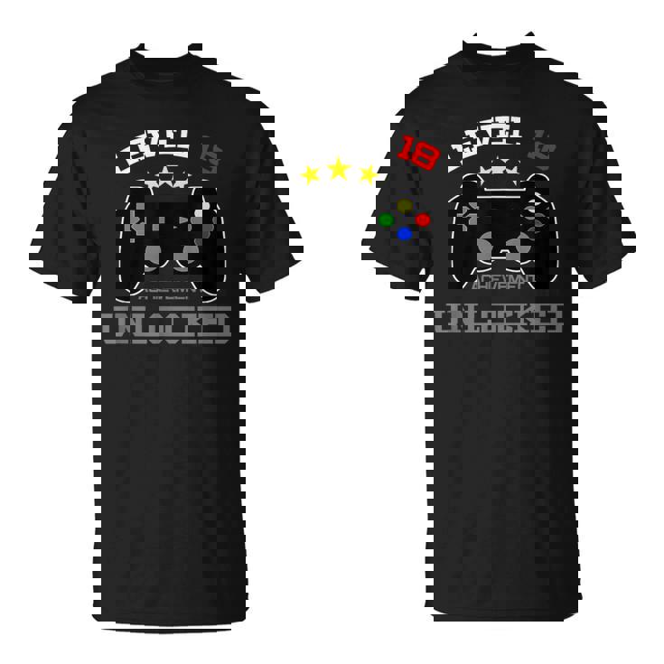 Regalo De Cumpleaños 18 Nivel 18 Logros Desbloqueados Camiseta unisex