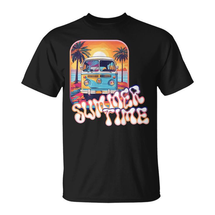 Retroan Camper Summer Time Summer Sun Camping T-Shirt