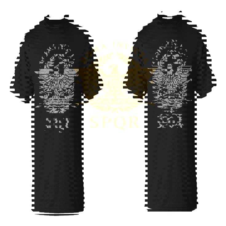 Roma Invicta Spqr Águila Romana Envejecida Camiseta unisex