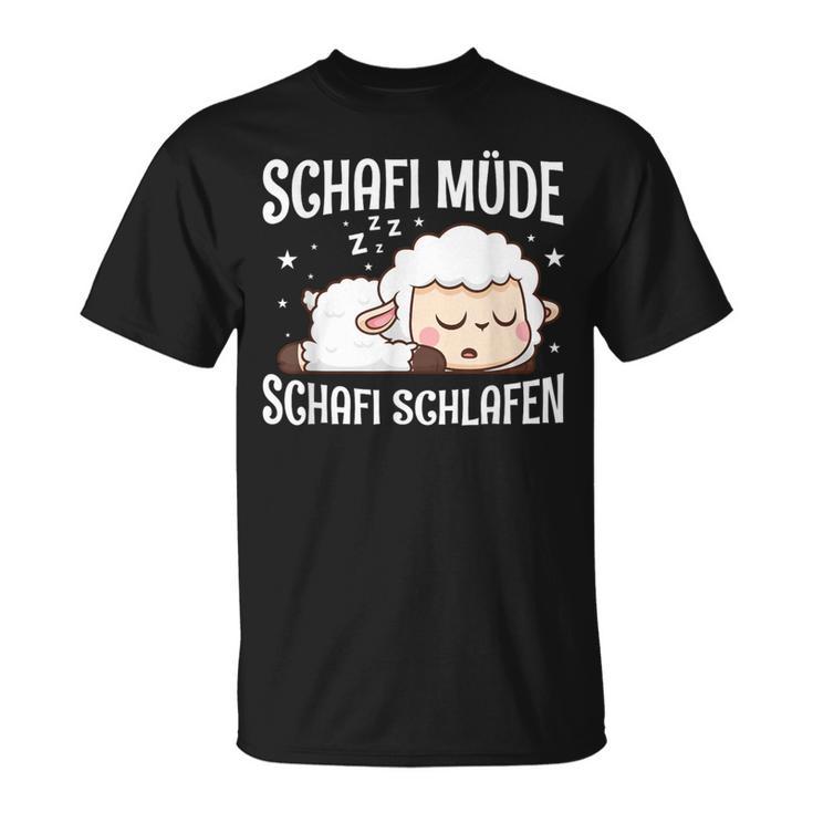 Schafi Müde Schafi Schlafen Schaf Pyjamas Schlaf Saying T-Shirt