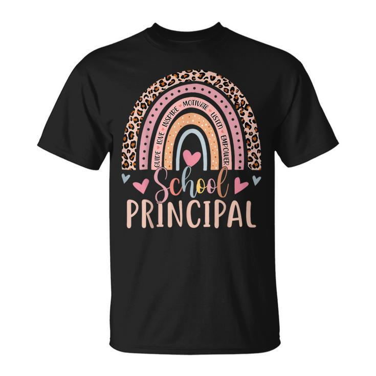 School Principal Rainbow Leopard School Principal T-Shirt