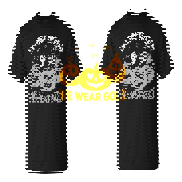 In September We Wear Gold Scary Pumpkin And Ghosts Costume T-Shirt