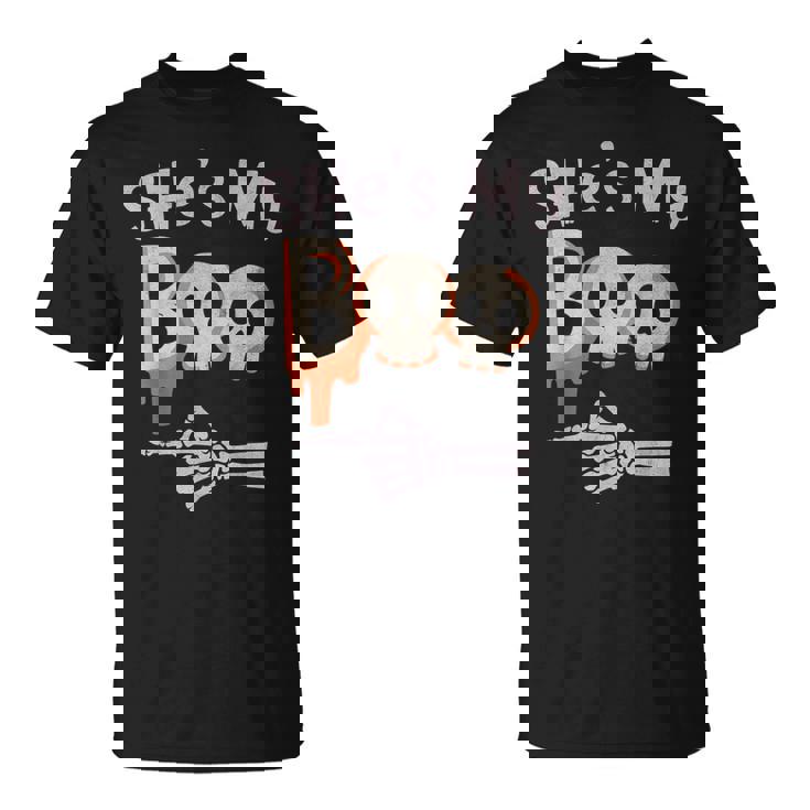 She’s My Boo Skull Face Matching Halloween Pajama Couples T-Shirt