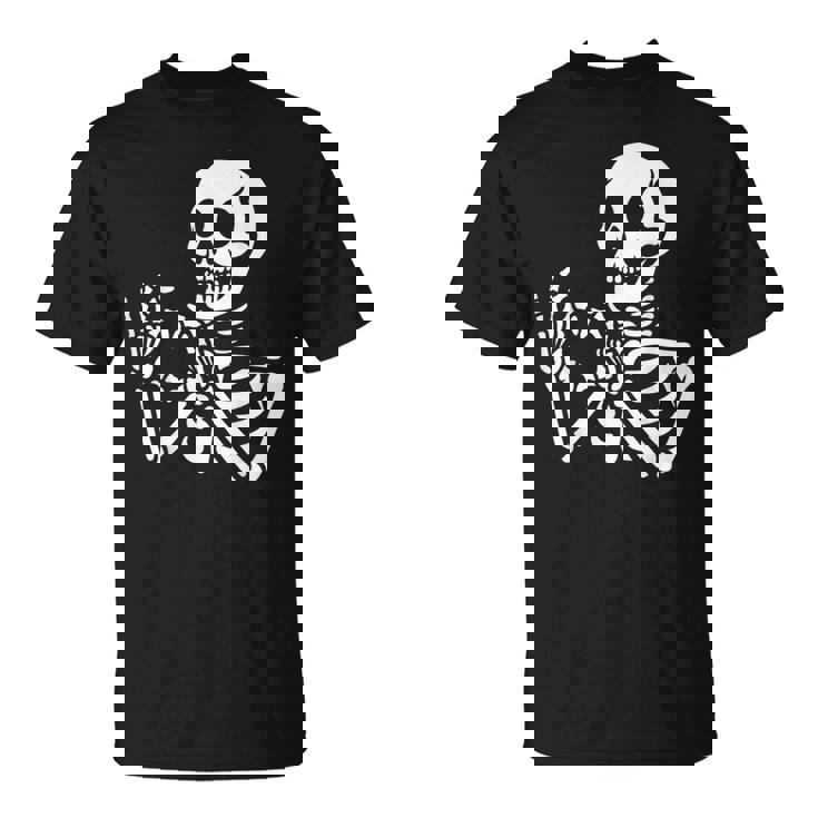 Skeleton Hands Heart Sign Retro Halloween Skeleton Hand Sign T-Shirt