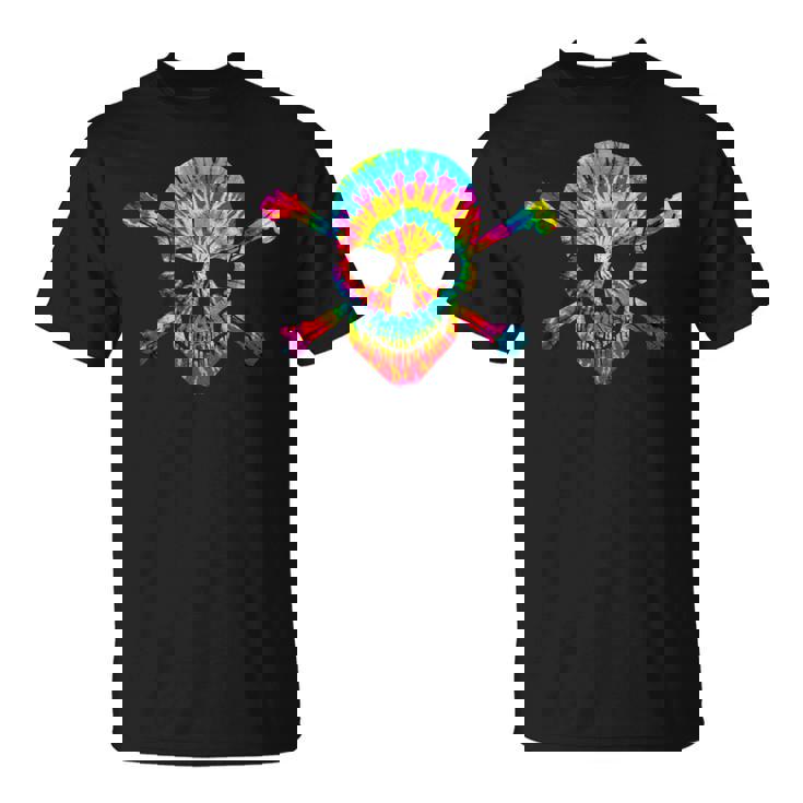 Skull Crossbones Skeleton Colorful Graphic Tie Dye T-Shirt