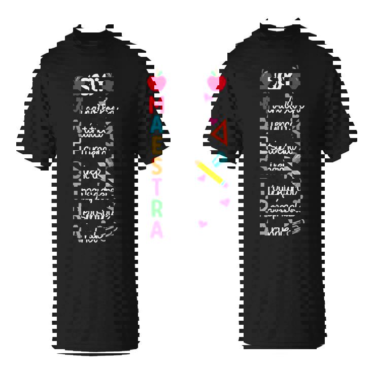 Soy Maestra De Español Spanish Teacher Bilingual Teacher T-Shirt