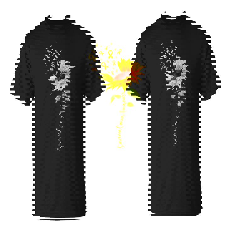 Sunflower Sarcoma Cancer Awareness Yellow Ribbon Support T-Shirt