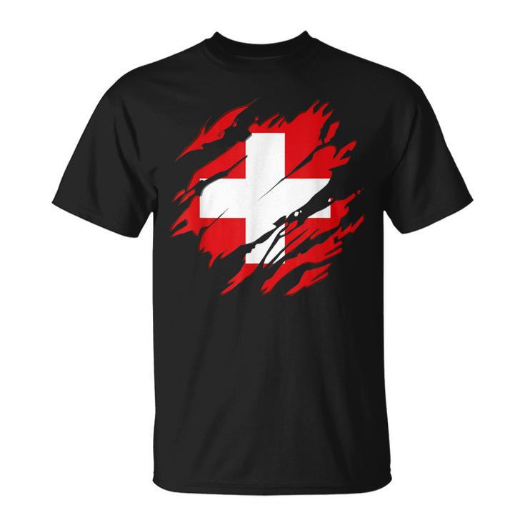 With Swiss Flag Of Switzerland T-Shirt