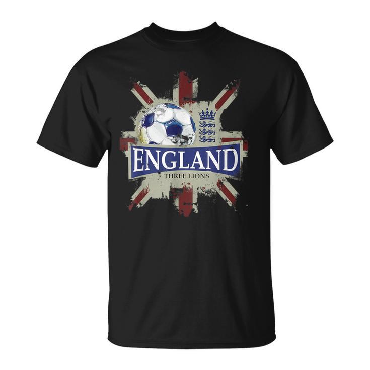 Three Lions England Fußball Team Fan Union Jack Grunge T-Shirt