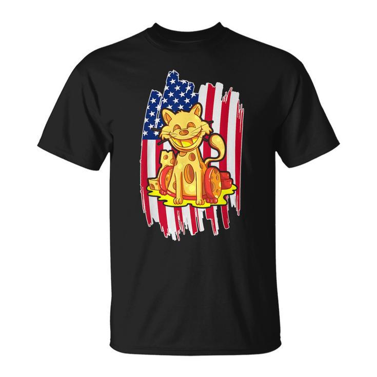 Usa Flag Cheese Cat 4Th Of July Patriotic Cat T Shirt Monsterry