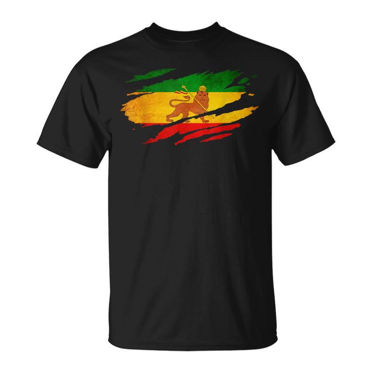 Vintage Ancient Ethiopia Flag Lion Judah Rasta Reggae T-Shirt