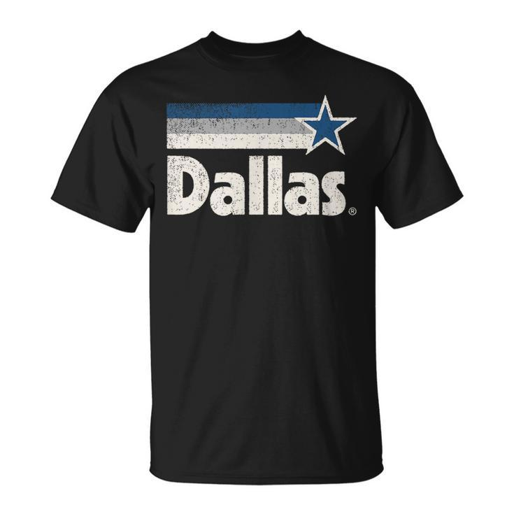 Vintage Dallas Texas City Strong Dallas Tx Blue Stripes Star T-Shirt