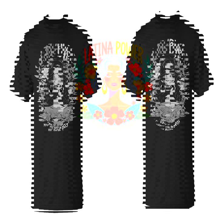 Vintage Latina Power Retro Flowers Hispanic Heritage Month T-Shirt