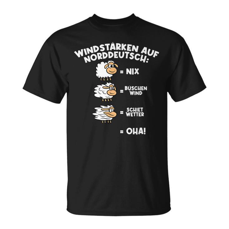 Windstärke Auf Norddeutsch Schafe Humour Slogan T-Shirt