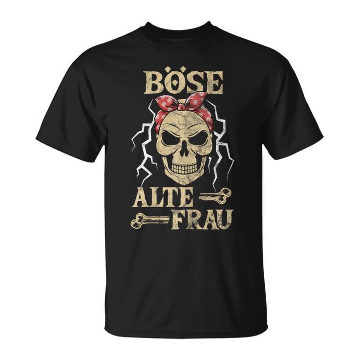 Women's Evil Old Woman Skull Old Womanintage Biker T-Shirt