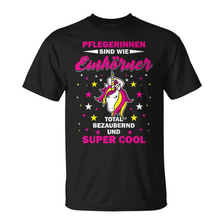 Women's Nursing Unicorn Care Altenpfleger Slogan T-Shirt