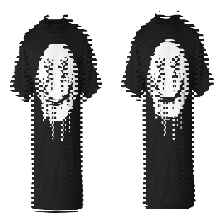 SMILEです X Eyes Smiling Face Dripping Paint Graffiti T-Shirt - Seseable