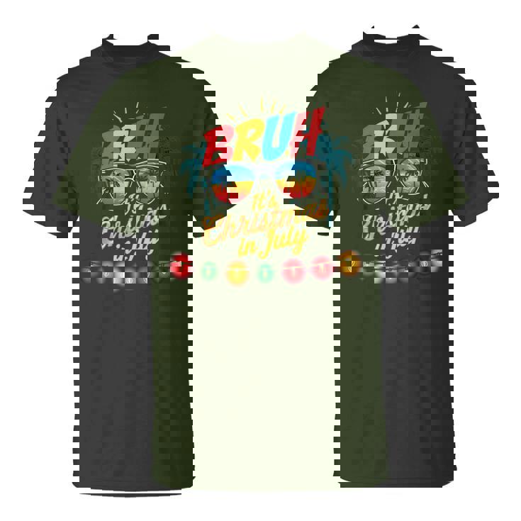 Bruh Santa Claus Sunglasses Beach Christmas In July T-Shirt