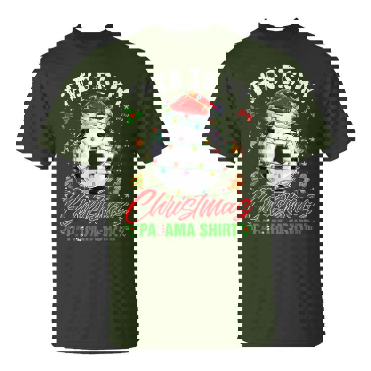 This Is My Christmas Pajama Soccer Santa Hat Xmas Pjs T-Shirt