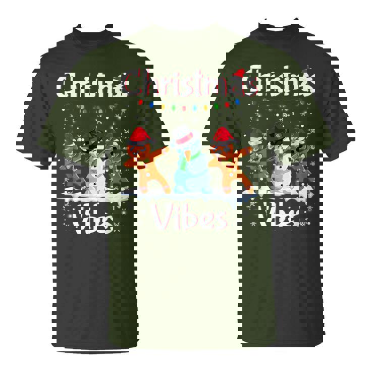 Christmas Vibes Boy Girl Christmas Dabbing Snowman T-Shirt