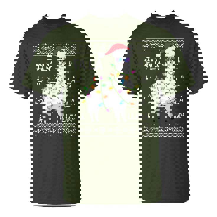 Fa La La Llama Christmas Tree Ugly Christmas Sweater Maglietta