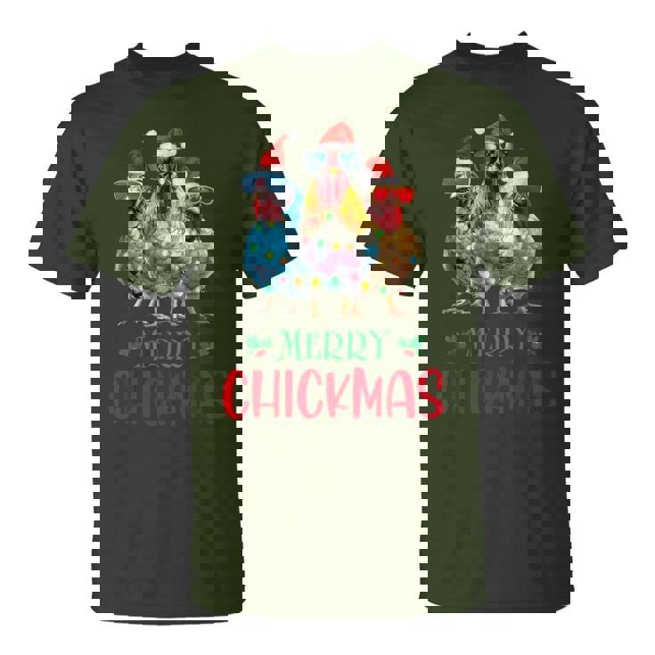 Merry Chickmas Ornament Lights Chicken Farmer Christmas T-Shirt