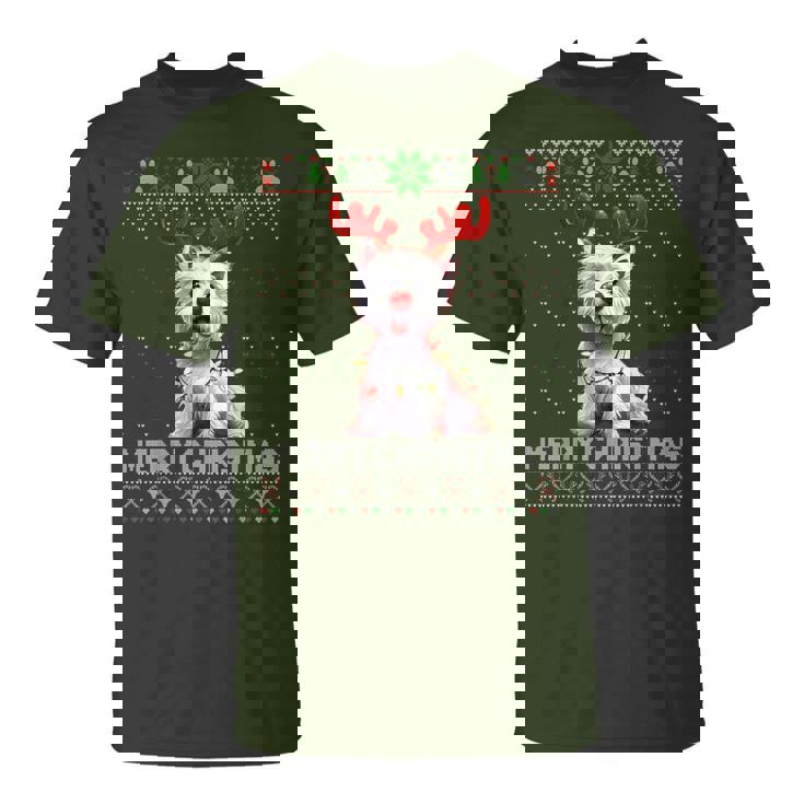 Merry Christmas Westie Dog Lover Ugly Xmas Sweater Pajamas T-Shirt