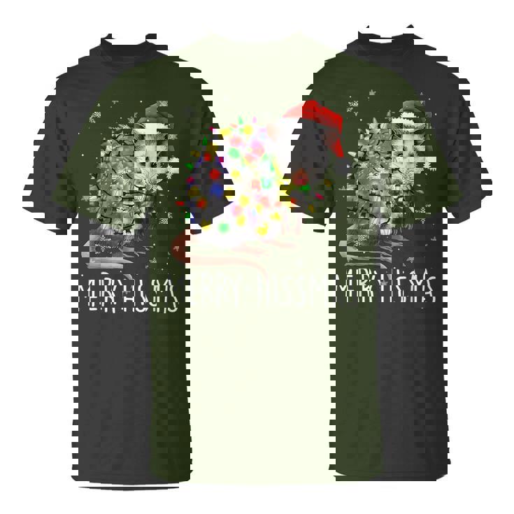 Merry Hissmas Possum Santa Hat Xmas Light Women T-Shirt