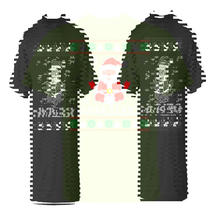 Namasleigh Santa Claus Namaste Yoga Ugly Christmas Sweater T-Shirt