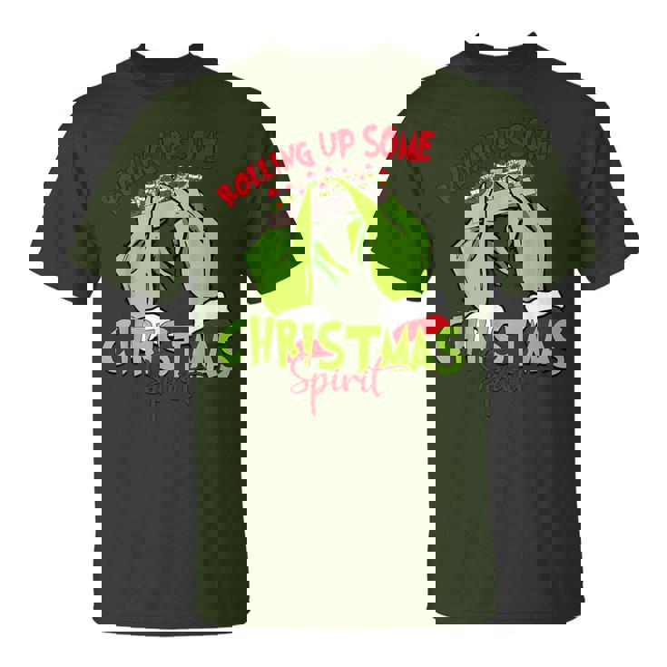 Rolling Up Some Christmas Spirit Xmas Santa Pajamas Holiday T-Shirt