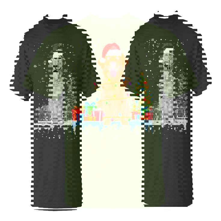 Dog Golden Retriever Santa Christmas Xmas Lights Pajamas T-Shirt