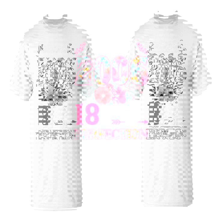 18 Year Old Made In 2006 Floral Flower 18Th Birthday Womens T-Shirt
