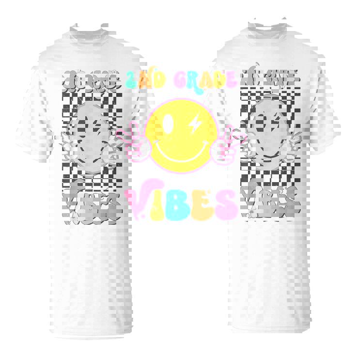 2Nd Grade Vibes Cute Groovy Smile Face Back To School Kid T-Shirt