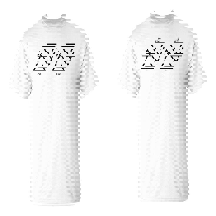 Air Feu Eau Terre Quatre Éléments Symboles Triangle Grec T-Shirt