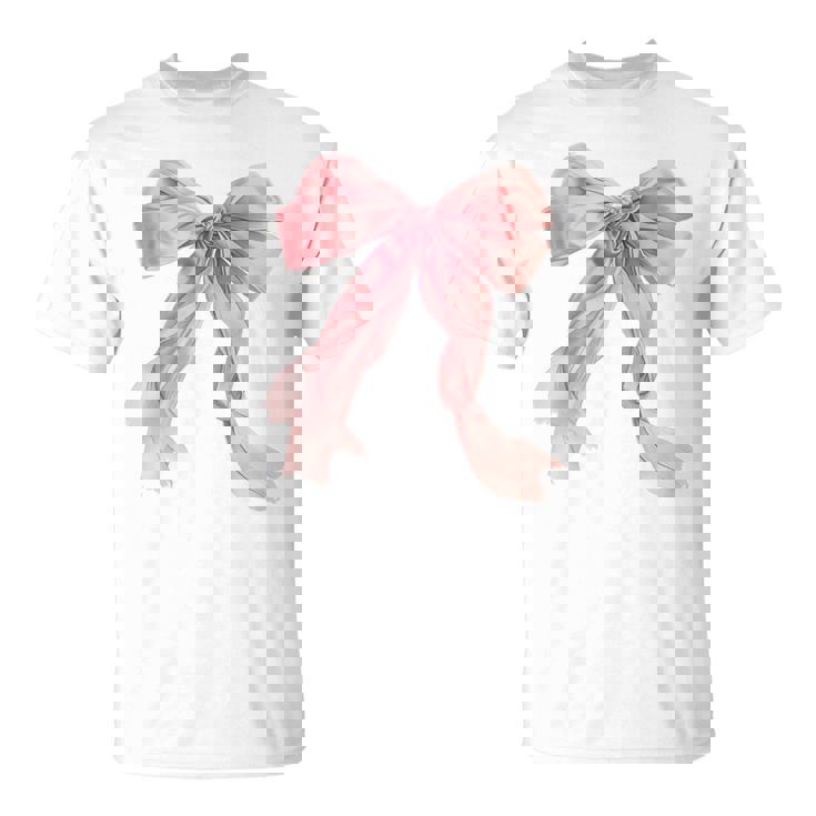 Baby Pink Bow Cute Coquette Y2k Clean Girl Aesthetic Women T-Shirt