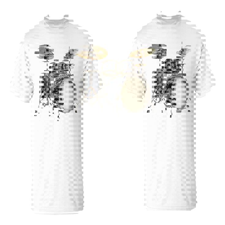 Batterie Instrument De Musique Motif Illustration Batterie T-Shirt