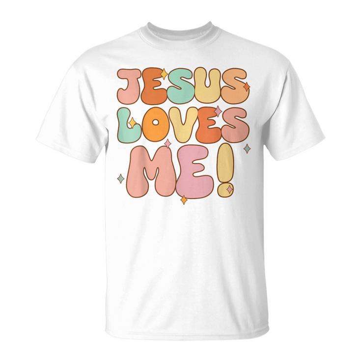 Boys Jesus Loves Me- Groovy Toddler Girl Kid Christian T-Shirt