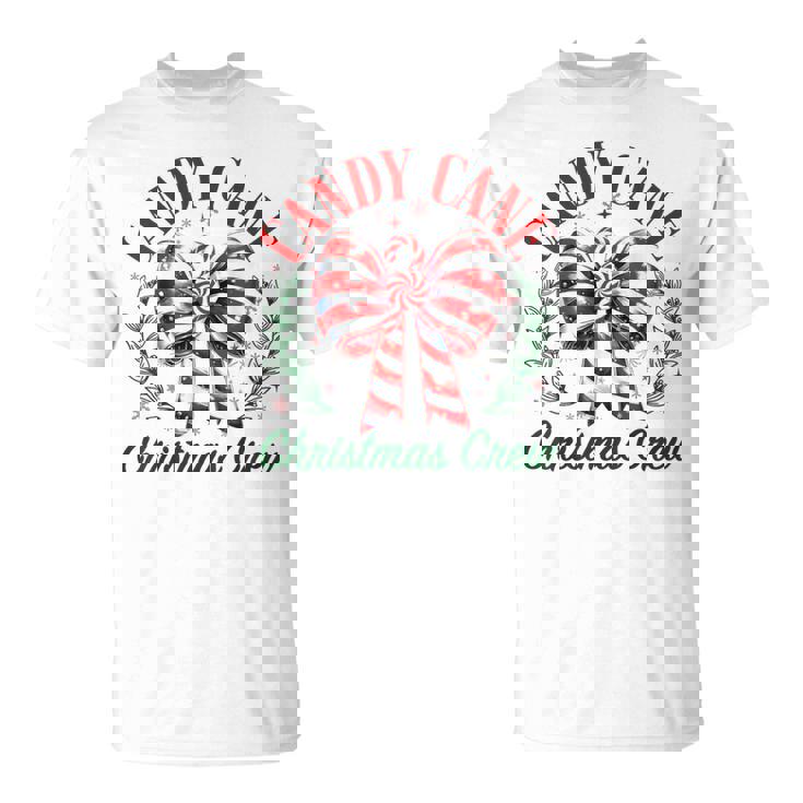 Candy Cane Crew Christmas Coquette Bow Sweet Candy Xmas Girl T-Shirt