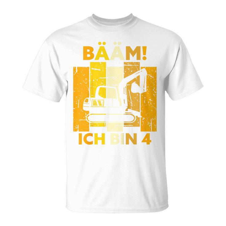 Children's Bäm Ich Bin 4 4 Jahre Boys 4Th Birthday Digger T-Shirt