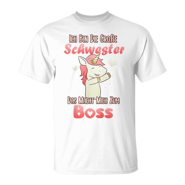 Children's Ich Bin Die Große Schwester Boss Dabbing Unicorn Motif T-Shirt