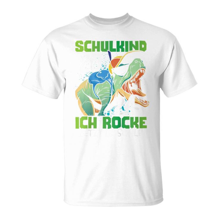 Children's School Child 2024 Dinosaur Ich Rocke Jetzt Die Schule T-Shirt