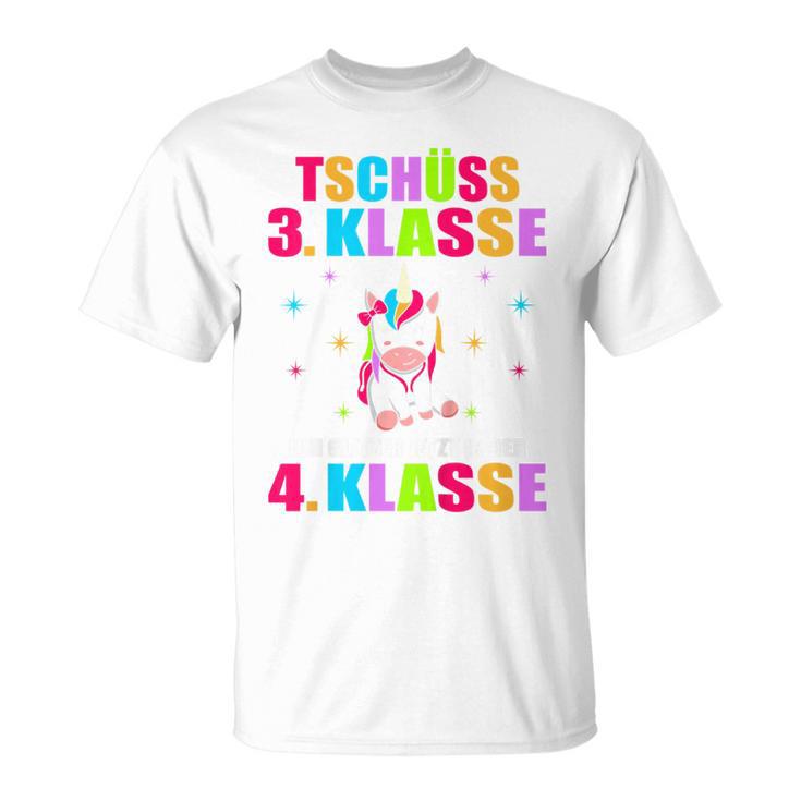 Children's Tschüss 3 Class Ich Glitzer Jetzt In 4 Class First Day At School T-Shirt