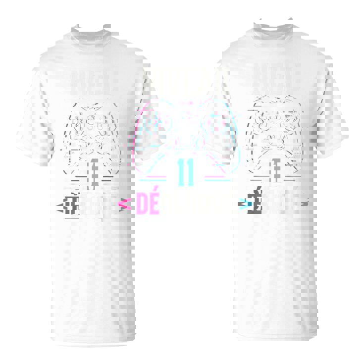 Enfant Gamer Glitch Cadeau D'anniversaire 11 Ans Niveau 11 Débloqué T-Shirt