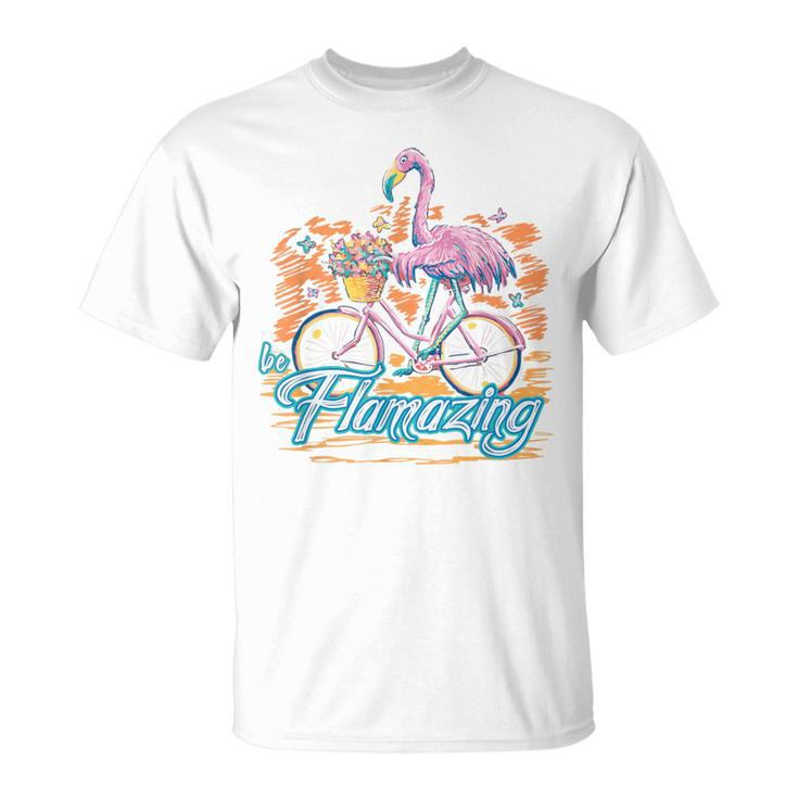 Be Flamazing Flamingo Bicycle Lover Summer Vibes T-Shirt