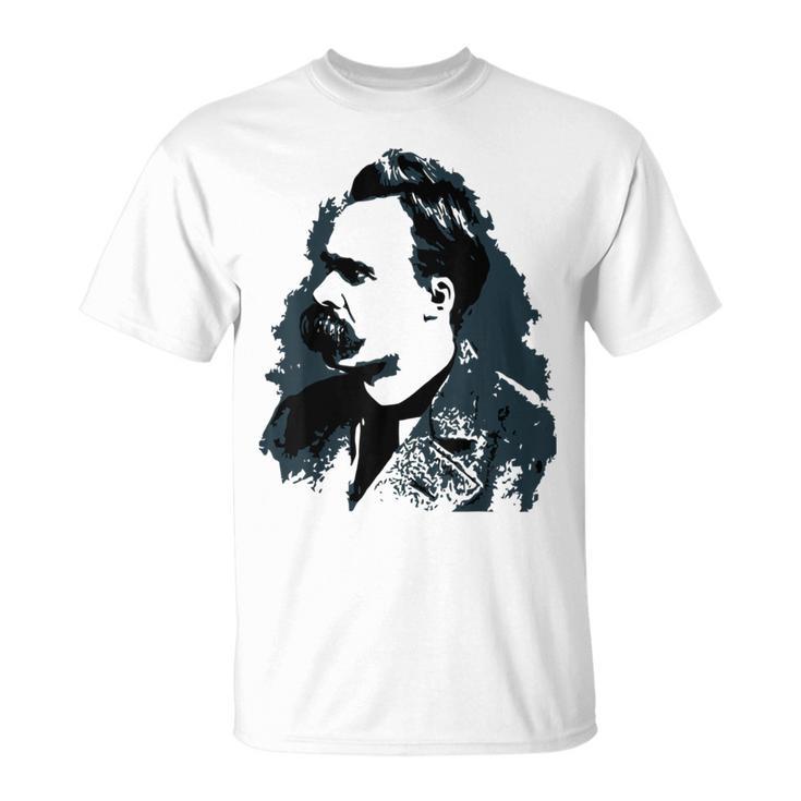 Friedrich Nietzsche Portraitsector Drawing Gray T-Shirt