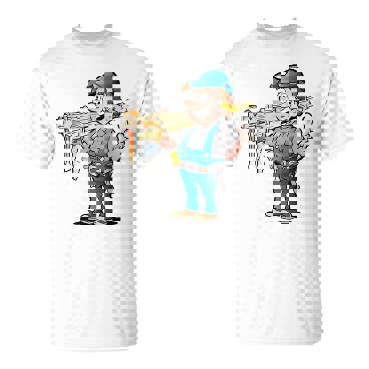 Builder Handyman Con Dibujos Animados Y Herramientas Camiseta unisex