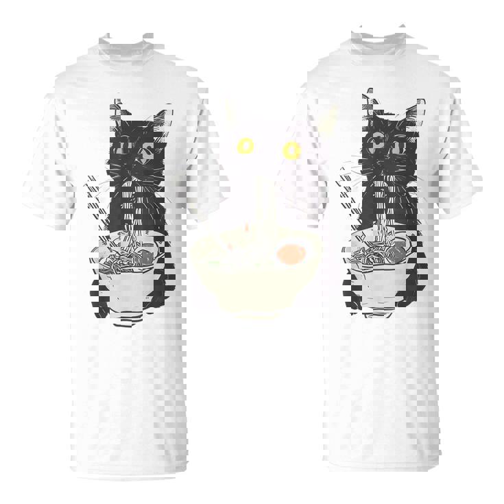 Cat Eating Ramen Vintage Japanese Noodles T-Shirt